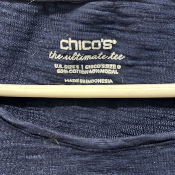 Chicos, short sleeve round neck navy T-shirt. Size 0. - Picture 2 of 3